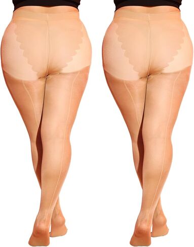 LUCKELF Sheer Tights for Women 2 Pairs Classic Retro Back Seam Pantyhose 9+ Colors Tights Ultra Soft Durability in Saudi Arabia