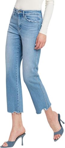 Flying Monkey High Rise Crop Regular Straight Jeans Light Blue in Kuwait