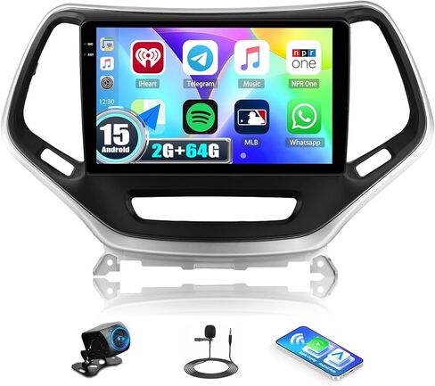 2G+64G لسيارة Jeep Grand Cherokee 2008 2009 2010 2012 2013 Android Car Stereo Wireless Apple CarPlay Android Auto 9 بوصة تعمل باللمس GPS Navi HiFi Audio Bluetooth Mirror Link FM WiFi+كاميرا احتياطية وميكروفون in Saudi Arabia
