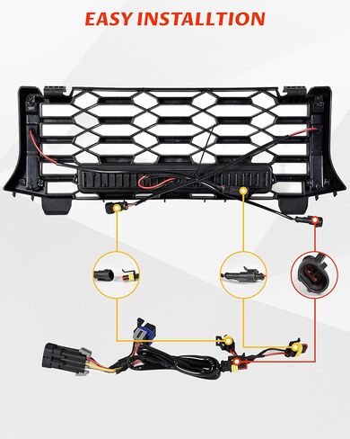 شبكة أمامية من SAUTVS مع ضوء كشاف LED يسار يمين DRL لـ Polaris Ranger XD 1500 Premium/Northstar Edition 2024 2025، شبكة شبكية سوداء مع ملحقات شريط إضاءة LED in Kuwait