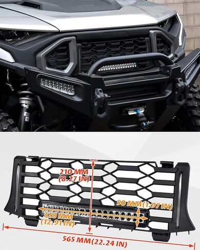 شبكة أمامية من SAUTVS مع ضوء كشاف LED يسار يمين DRL لـ Polaris Ranger XD 1500 Premium/Northstar Edition 2024 2025، شبكة شبكية سوداء مع ملحقات شريط إضاءة LED in Kuwait