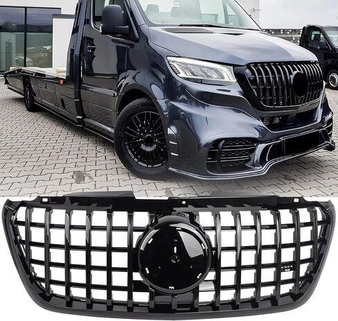 Compatible with Mercedes Benz 2019 2020 2021 2022 2023 2024 Sprinter/eSprinter W907/910 1500 2500 3500XD 4500 GT Style Front Bumper Grille Black with Black Trim grill in Saudi Arabia