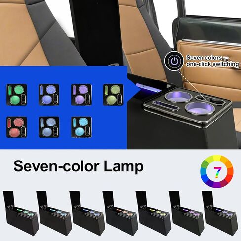 وحدة تحكم مركزية فاخرة بقفل مع مصابيح RGB وUSB/Type-C - متوافقة مع Jeep CJ5 1976-1983، CJ7 1976-1986، Wrangler YJ 1987-1995 - صندوق تخزين آمن مع منافذ شحن in Kuwait