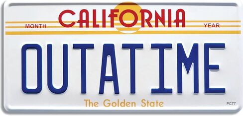 Gear Tatz - Outatime License Plate - Movie Tribute - Bumper Sticker - 7 x 3.5 inches - Professionally Made in The USA (Vinyl,X1) in Saudi Arabia