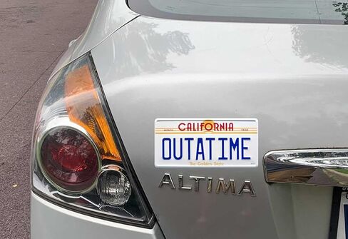 Gear Tatz - Outatime License Plate - Movie Tribute - Bumper Sticker - 7 x 3.5 inches - Professionally Made in The USA (Vinyl,X1) in Saudi Arabia