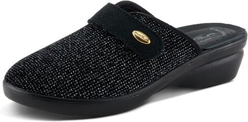Flexus Women's Merula-Sparkle Clog مع حزام علوي متلألئ ، وقابل للتعديل ، وملاءمة أسود مريح in Kuwait