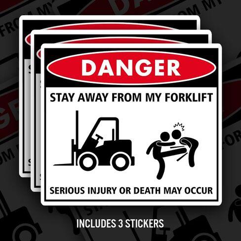 3Pcs Danger Stay Away from My Forklift Driver Warning Bumper Stickers Decal, Funny Forklift Operator Sticker 6 Inches in Saudi Arabia