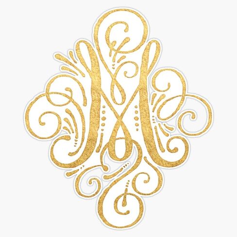 Golden Monogram Letter M Sticker Bumper Sticker Vinyl Decal 5 in Kuwait