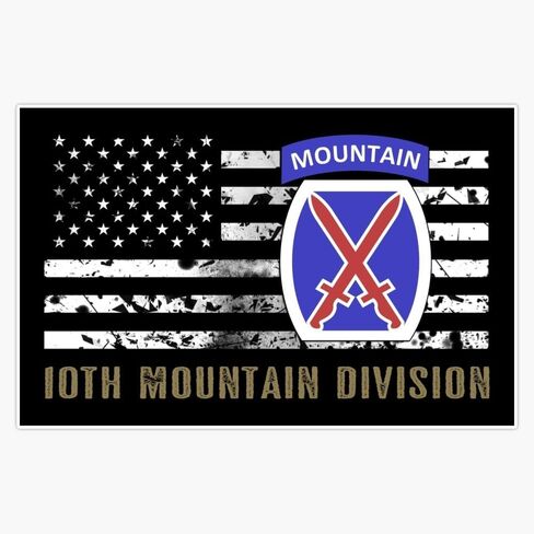 10th Mountain Division (Distressed Flag) Sticker Bumper Sticker Vinyl Decal 5" in Kuwait