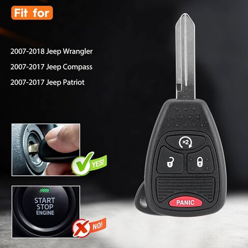 استبدال جهاز التحكم عن بعد لمفتاح Fob DIY يناسب 2007-2018 Jeep Wrangler 2007-2017 Jeep Compass Patriot عن بعد للدخول بدون مفتاح OHT692713AA (عبوة من 2) in Kuwait
