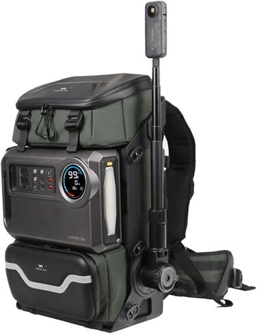 Lancer 300 Prosular Outdoor Camera Backpack مع قوة 300WH المحمولة ، تصميم الهيكل الخارجي ، الذراع السحرية للإضاءة والتسجيل ، حقيبة كاميرا DSLR/SLR احترافية للتصوير الفوتوغرافي ، الأخضر in Saudi Arabia