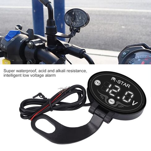Aramox Motorcycle LED Voltmeter, Digital Voltage Measuring Device with Intelligent Low Voltage Alarm for Motorcycle Battery Monitor Input in Saudi Arabia