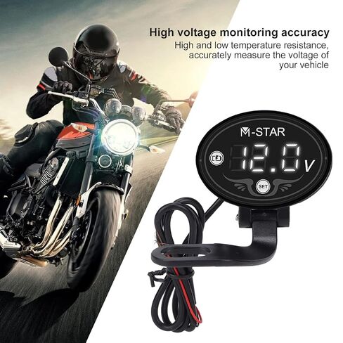 Aramox Motorcycle LED Voltmeter, Digital Voltage Measuring Device with Intelligent Low Voltage Alarm for Motorcycle Battery Monitor Input in Saudi Arabia