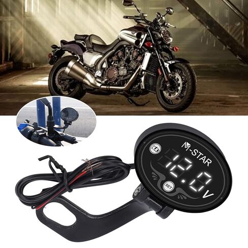 Aramox Motorcycle LED Voltmeter, Digital Voltage Measuring Device with Intelligent Low Voltage Alarm for Motorcycle Battery Monitor Input in Saudi Arabia