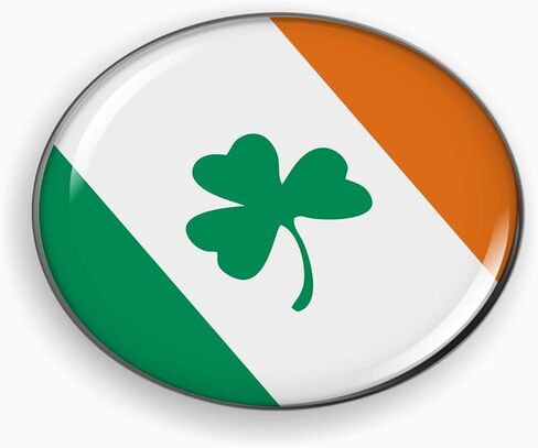 Flag of Ireland Irish Wish Shamrock | 3D Domed CAR Emblem Badge Sticker Chrome Metal Round Bezel in Saudi Arabia