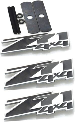 Aimoll 3pcs Grille and Decals Z71 4x4 Emblem Badge for GMC Chevy Silverado 1500 2500HD Sierra Tahoe Suburban (Chrome Black) in Saudi Arabia