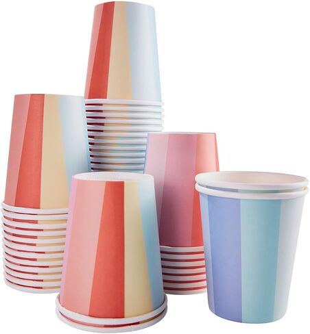 Party Disposable Cups, Paper Cups For ，Weddding & Party Cups 8oz (Multicolor 50pcs) in Saudi Arabia