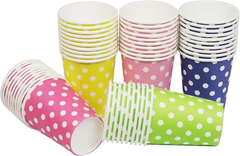 Party Disposable Cups, Paper Cups For ，Weddding & Party Cups 8oz (Multicolor 50pcs) in Saudi Arabia