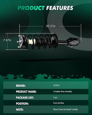 SCITOO - 2Pcs Front Complete Struts Spring Assembly + 2Pcs Rear Shock Absorbers Fits 2007-2012 for Mazda CX-7 Full Set Front Rear Complete Struts with 172494 349076 - Set of 4 in Saudi Arabia