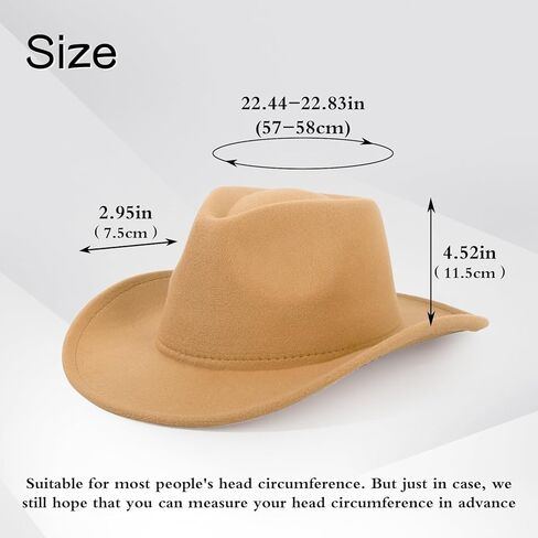 2 Pack Western Cowboy Hats for Women and Men Classic Felt Wide Brim Costume Cow Boy Hat Roll Up Brim Cowgirl Hat in Kuwait