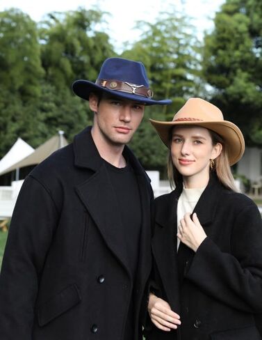 2 Pack Western Cowboy Hats for Women and Men Classic Felt Wide Brim Costume Cow Boy Hat Roll Up Brim Cowgirl Hat in Kuwait