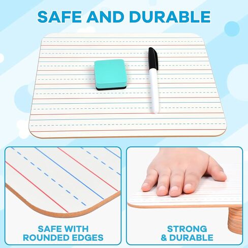 6 عبوات من ألواح بيضاء صغيرة مع خطوط مقاس 9 × 12 بوصة مزدوجة الجوانب صغيرة قابلة للمسح الجاف للفصل الدراسي حزمة محمولة قابلة للمسح الجاف لمستلزمات المعلمين للأطفال مع 6 محايات و6 أقلام تحديد in Kuwait