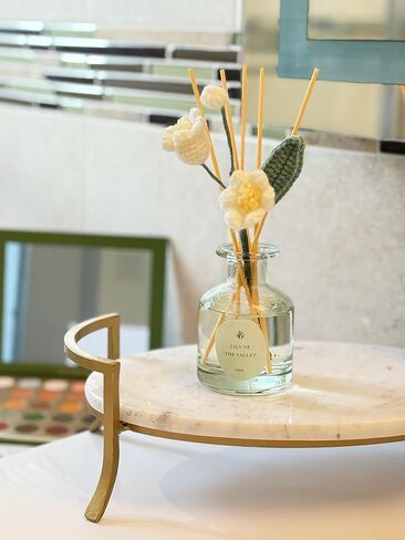 VANGIE Lily of The Valley Reed Diffuser for Home | Fresh Floral Scent | Elegant Glass Bottle with Handmade Flower | Long-Lasting, Vegan | Bedroom & Living Spaces in Saudi Arabia