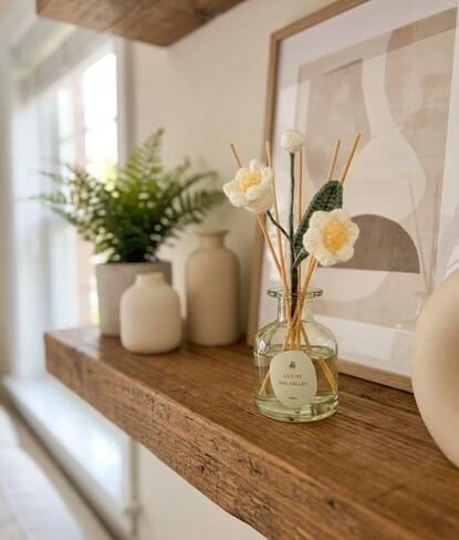 VANGIE Lily of The Valley Reed Diffuser for Home | Fresh Floral Scent | Elegant Glass Bottle with Handmade Flower | Long-Lasting, Vegan | Bedroom & Living Spaces in Saudi Arabia