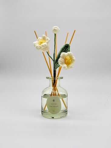 VANGIE Lily of The Valley Reed Diffuser for Home | Fresh Floral Scent | Elegant Glass Bottle with Handmade Flower | Long-Lasting, Vegan | Bedroom & Living Spaces in Saudi Arabia