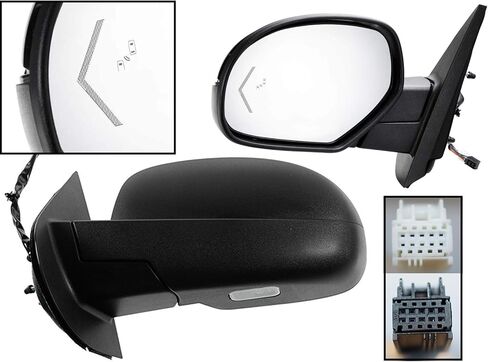 APA Replacement Power Folding Mirror fits 2009-2014 TAHOE YUKON SUBURBAN with LED Arrow Signal Blind Spot Detection Power Heated Puddle Memory Textured Black Cap Driver Left Side GM1320526 in Saudi Arabia