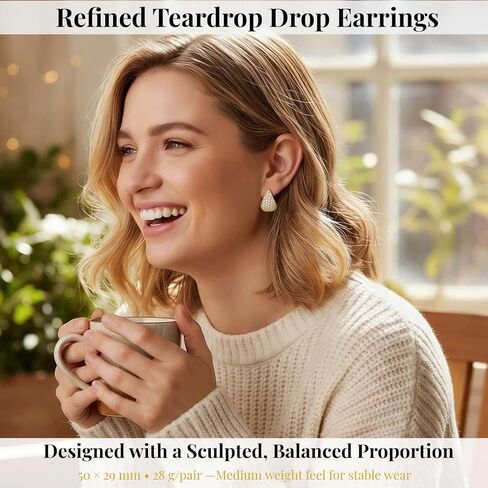 Drop [SIGNEALA] أقراط على شكل دمعة مطلية بالذهب عيار 14 قيراط للنساء - مجوهرات زركونيا مكعبة مكتنزة، صندوق هدايا مضاد للحساسية متدلي ومسمار in Saudi Arabia