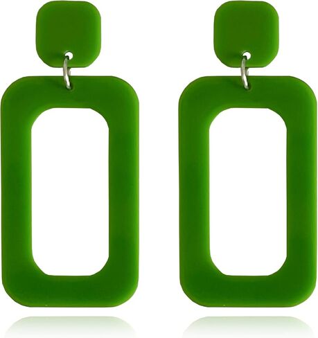 Retro Acrylic Geometric Simple Square Hollow Statement Neon Drop Earring for Women Party Costume 80s Accessory in Saudi Arabia