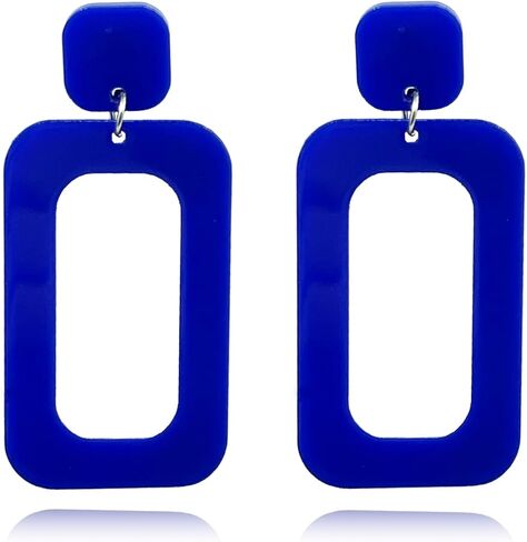 Retro Acrylic Geometric Simple Square Hollow Statement Neon Drop Earring for Women Party Costume 80s Accessory in Saudi Arabia