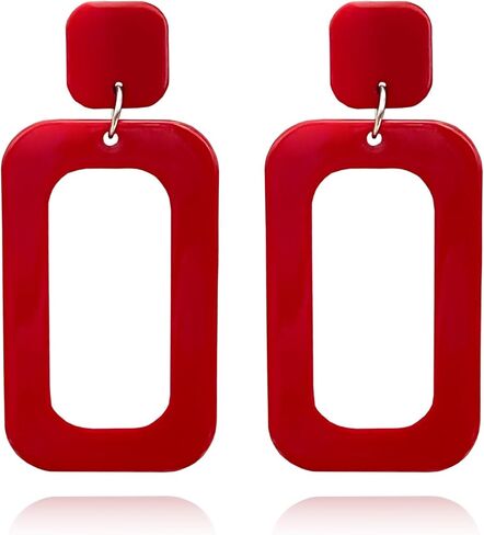 Retro Acrylic Geometric Simple Square Hollow Statement Neon Drop Earring for Women Party Costume 80s Accessory in Saudi Arabia