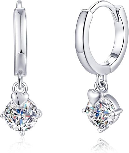 Moissanite Earrings, 925 Sterling Silver Drop Dangle Earrings for Women, Hypoallergenic Moissanite Jewelry for Sensitive Ear, D Color VVS1, Diamond Birthday Anniversary Bridal Wedding Gift, 0.5ct*2 in Saudi Arabia