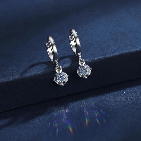 Moissanite Earrings, 925 Sterling Silver Drop Dangle Earrings for Women, Hypoallergenic Moissanite Jewelry for Sensitive Ear, D Color VVS1, Diamond Birthday Anniversary Bridal Wedding Gift, 0.5ct*2 in Saudi Arabia