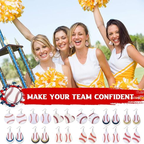 12 Pairs Baseball Earrings for Women Leather Softball Earrings Geometric Glitter Layered Dangle Sports Ball Jewelry Sports Fans Gifts in Saudi Arabia