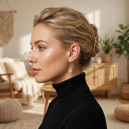 3 أزواج من أقراط دبوس الأمان، أقراط دبوس الأمان باللون الفضي والذهبي والأسود للنساء، مجوهرات ايمو بمشبك ورقي متدلي شخصي بسيط للنساء والرجال in Kuwait