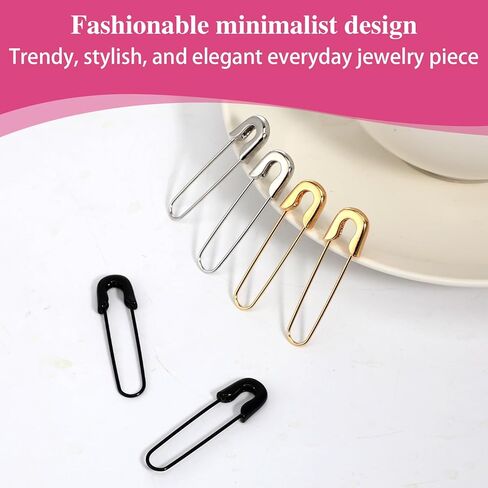 3 أزواج من أقراط دبوس الأمان، أقراط دبوس الأمان باللون الفضي والذهبي والأسود للنساء، مجوهرات ايمو بمشبك ورقي متدلي شخصي بسيط للنساء والرجال in Kuwait