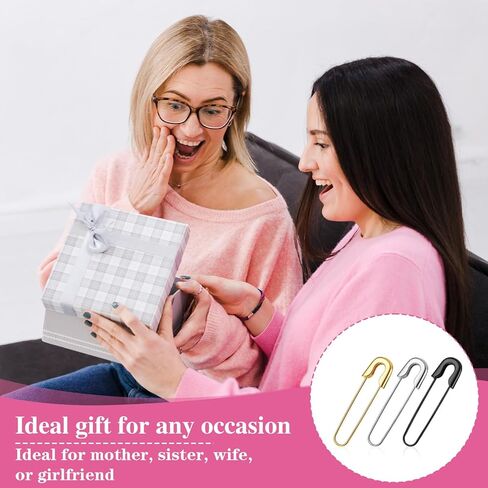 3 أزواج من أقراط دبوس الأمان، أقراط دبوس الأمان باللون الفضي والذهبي والأسود للنساء، مجوهرات ايمو بمشبك ورقي متدلي شخصي بسيط للنساء والرجال in Kuwait