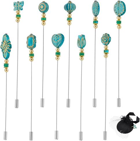 PH PandaHall 10 Styles Hat Pins 4.9'' Butterfly Heart Bead Lapel Pin Rose Lantern Stick Pin with Glass Faceted Beads Elegant Hair Suit Pins for Women Brooches Tie Hats Scarf Jewelry Wedding Decor in Saudi Arabia