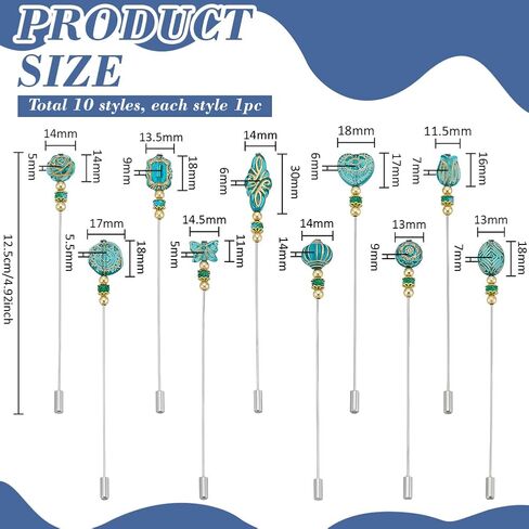 PH PandaHall 10 Styles Hat Pins 4.9'' Butterfly Heart Bead Lapel Pin Rose Lantern Stick Pin with Glass Faceted Beads Elegant Hair Suit Pins for Women Brooches Tie Hats Scarf Jewelry Wedding Decor in Saudi Arabia