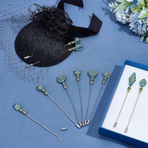 PH PandaHall 10 Styles Hat Pins 4.9'' Butterfly Heart Bead Lapel Pin Rose Lantern Stick Pin with Glass Faceted Beads Elegant Hair Suit Pins for Women Brooches Tie Hats Scarf Jewelry Wedding Decor in Saudi Arabia