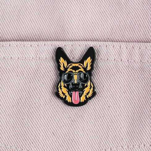 Cute German Shepherd Sunglasses Cool Dog Lover Enamel Pin, Funny German Shepherd Face Pin Brooch For Dog Mom Dad, Kawaii Animal Face Meme Brooch Badge, Puppy Meme Lapel Badges Gift For Pet Lover, Cartoon Puppy Jewelry Accessories in Saudi Arabia