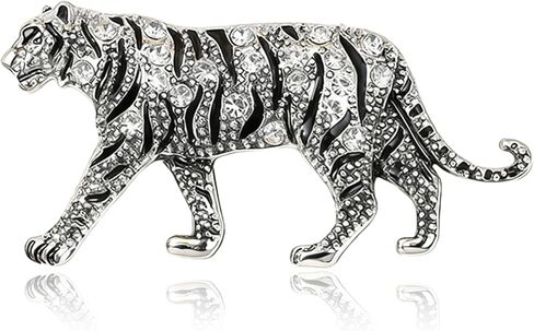 Luxury Crystal Tiger Brooch Pins for Women Men Vintage Gold-Tone Climbing Black Spots Leopard Brooch Fashion Panther Cougar Pin Suit Jackets Coat Animal Jewelry Gift in Saudi Arabia