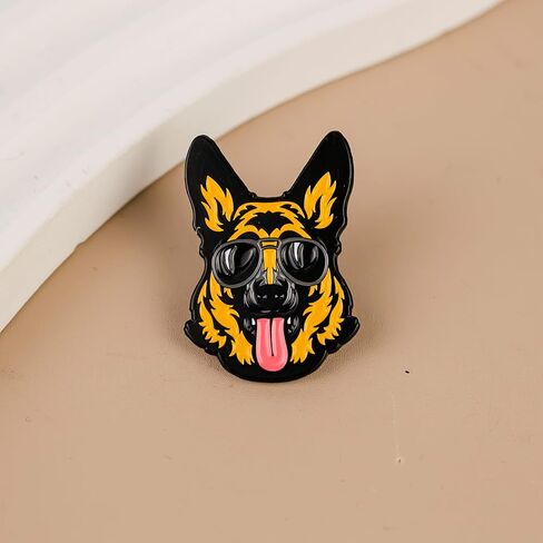 Cute German Shepherd Sunglasses Cool Dog Lover Enamel Pin, Funny German Shepherd Face Pin Brooch For Dog Mom Dad, Kawaii Animal Face Meme Brooch Badge, Puppy Meme Lapel Badges Gift For Pet Lover, Cartoon Puppy Jewelry Accessories in Saudi Arabia