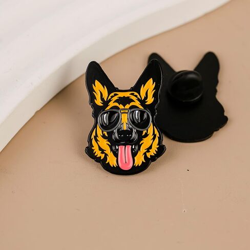 Cute German Shepherd Sunglasses Cool Dog Lover Enamel Pin, Funny German Shepherd Face Pin Brooch For Dog Mom Dad, Kawaii Animal Face Meme Brooch Badge, Puppy Meme Lapel Badges Gift For Pet Lover, Cartoon Puppy Jewelry Accessories in Saudi Arabia