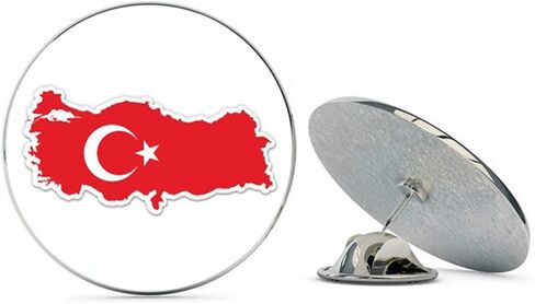 تركيا خريطة العلم البلد شكل معدن 0.75 "طية صدر السترة قبعة دبوس التعادل تك Pinback in Kuwait