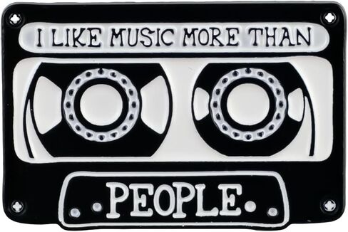 I Like Music More Than People Retro Musician Sarcasm Enamel Pin, Sarcastic Introvert Music Lover Pin Brooch, Vintage Cassette Brooch Badge For Classic Music Nostalgia, Sarcastic Anti-Social Audiophile Badges, Funny Audio Musician Gift, Nostalgic Audio Ent in Saudi Arabia