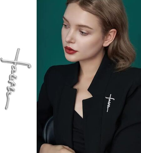 2Pcs Faith Cross Brooch Pin Set, Religious Christian Pins with Heart Design, Faith-Based Lapel Pins for Women Men, Inspirational Jewelry Gifts for Christmas in Kuwait